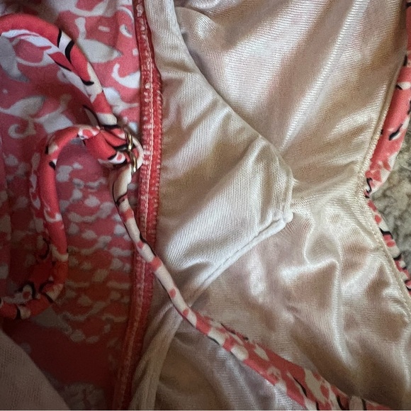 Floral Pinkish Coral and White Sleeveless Top or Swim Top Size 12 - Picture 4 of 5